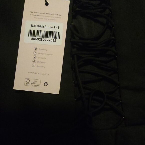 COPY - Oh Polly ADELAIDE Lace-Up Corset Mini Dress in Black, size US 4 UK 8 - Picture 8 of 10